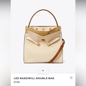 Tory Burch Lee Radziwill Double Bag Cream and Tan Tote